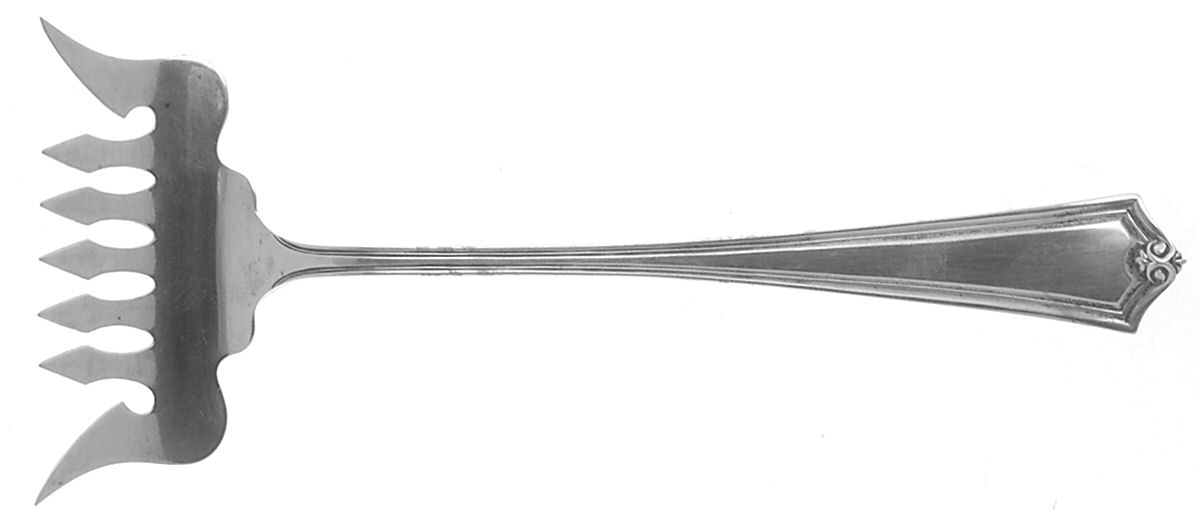 Potomac (Sterling, 1930, No Monograms) Large Solid Tined Sardine Serving Fork by Saart Brothers-1