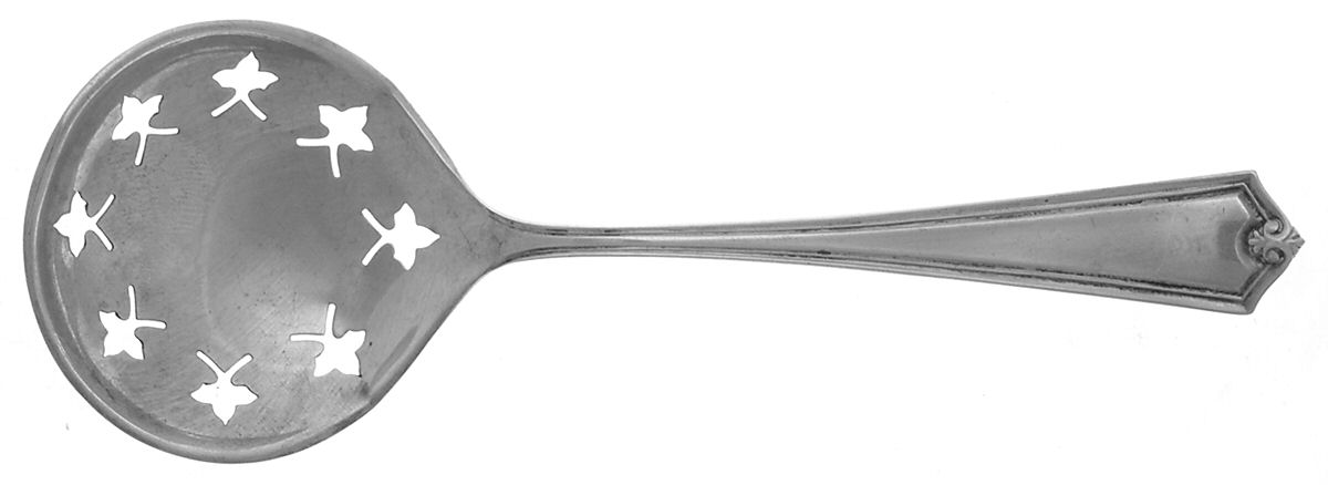 Potomac (Sterling, 1930, No Monograms) Small Pierced Nut Serving Spoon by Saart Brothers-1