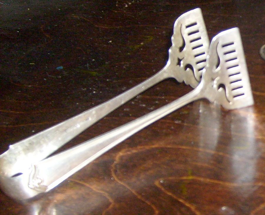 Potomac (Sterling, 1930, No Monograms) Large Solid Sandwich Tongs by Saart Brothers-1