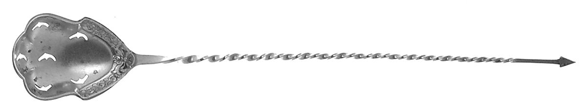 Rosebud (Sterling, 1903) Pierced Bowl Long Handle Olive Spoon by Saart Brothers-1