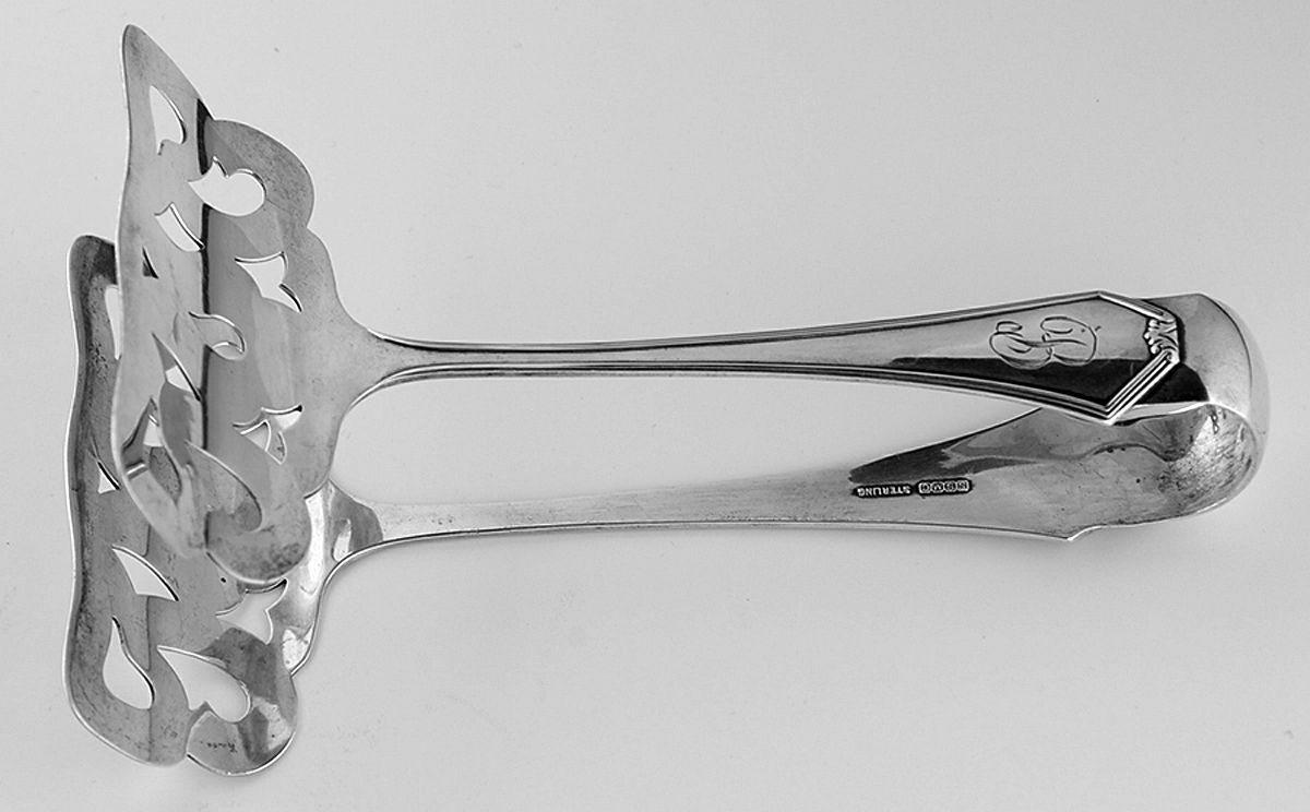 Simplicity (Sterling) Solid Bacon Serving Tongs by Saart Brothers-1