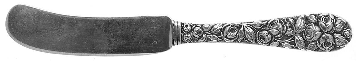 Baltimore Rose (Sterling, 1905, Plain) Small Flat Handled Butter Spreader by Schofield-1