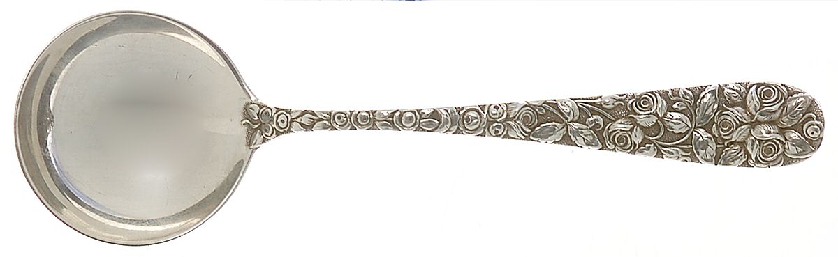 Baltimore Rose (Sterling, 1905, Plain) Round Bowl Soup Spoon (Bouillon) by Schofield-1