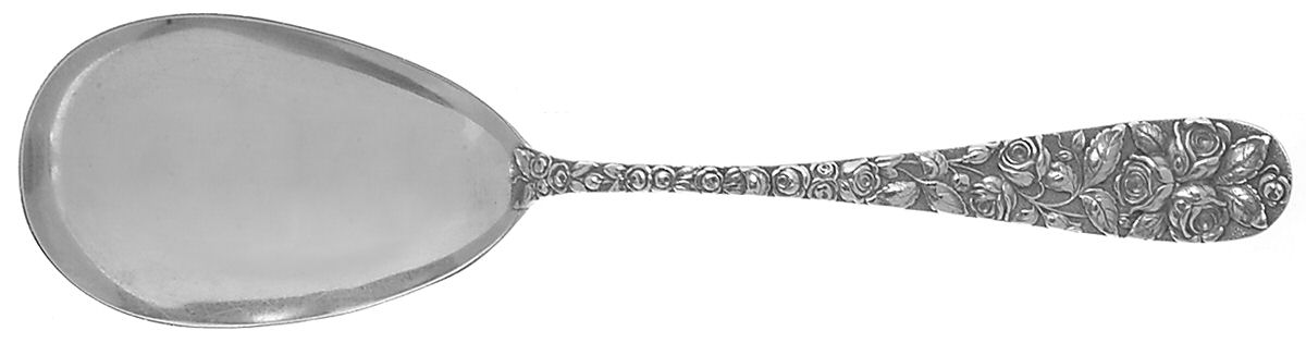 Baltimore Rose (Sterling, 1905, Plain) Large Solid Serving Spoon by Schofield-1