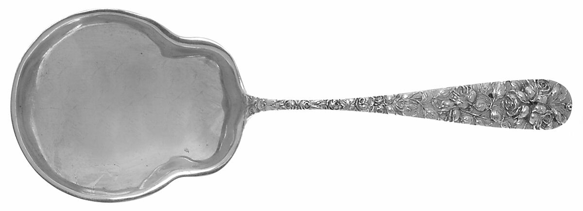 Baltimore Rose (Sterling, 1905, Plain) Large Solid Berry/Casserole Spoon by Schofield-1