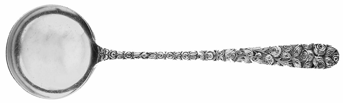 Baltimore Rose (Sterling, 1905, Plain) Round Bowl Soup Spoon (Cream Soup) by Schofield-1