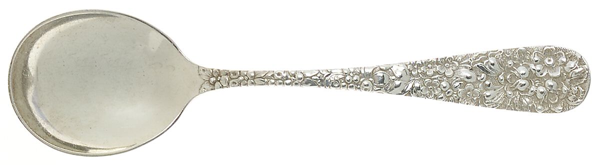 Baltimore Rose (Sterling, 1905, Plain) Round Bowl Soup Spoon (Gumbo) by Schofield-1