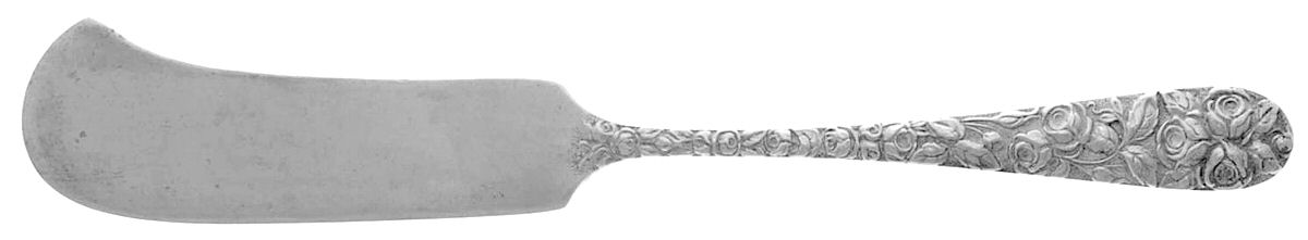Baltimore Rose (Sterling, 1905, Plain) Large Flat Handle Butter Spreader by Schofield-1