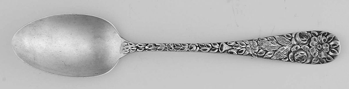 Hand Chased Rose (Sterling, 1906) Teaspoon by Schofield-1
