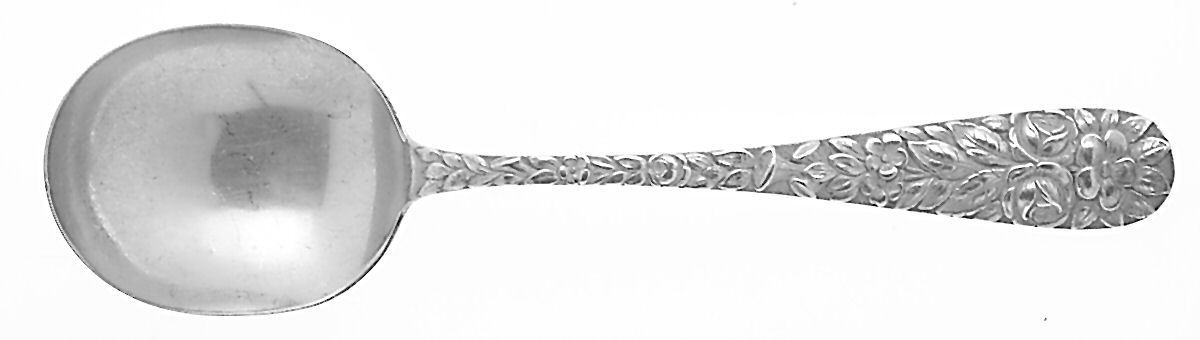 Hand Chased Rose (Sterling, 1906) Round Bowl Soup Spoon (Gumbo) by Schofield-1