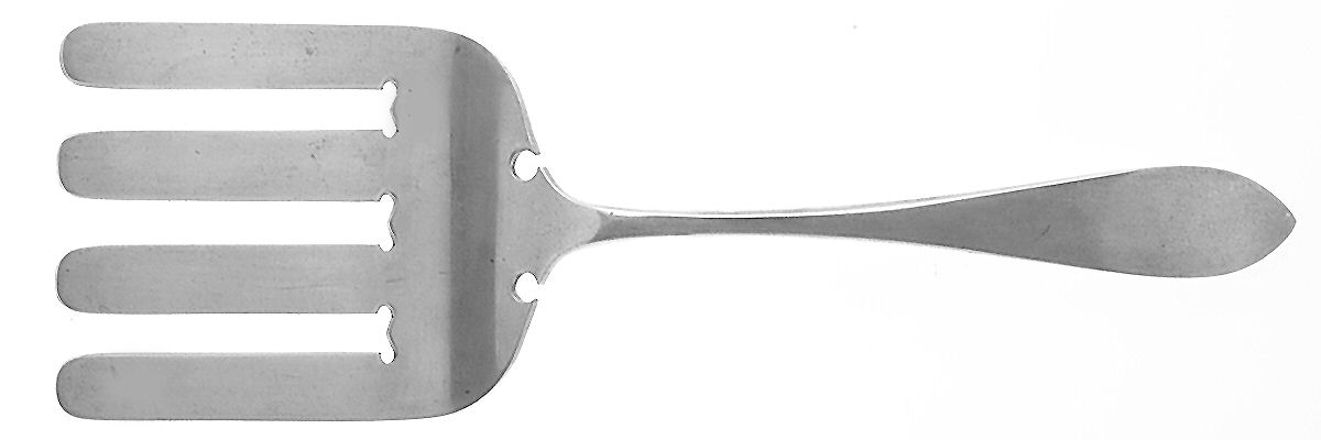 La Rochelle (Sterling, 1895, No Monograms) Large Solid Asparagus Serving Fork by Schofield-1