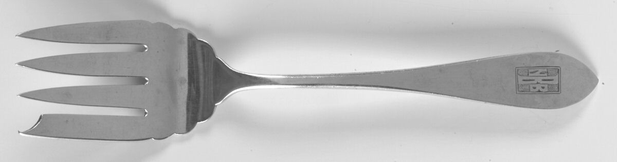 La Rochelle (Sterling, 1895, No Monograms) Medium Solid Cold Meat Serving Fork by Schofield-1