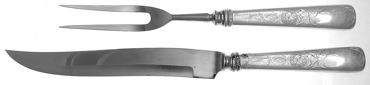 Lily (Sterling, 1900) Large 2-Piece Roast Carving Set w/Stainless Blade by Schofield-1