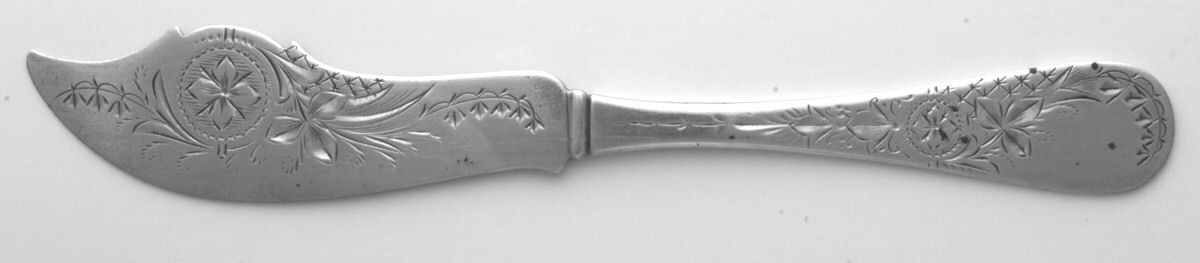 Lily (Sterling, 1900) Flat Handle Bright Cut Master Butter by Schofield-1