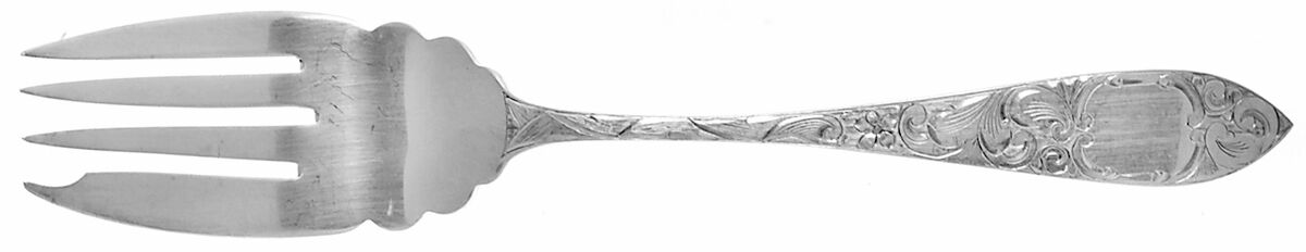 Lorraine (Sterling, 1896, Oval) Small Solid Cold Meat Serving Fork by Schofield-1