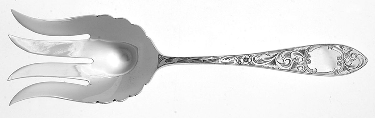 Lorraine (Sterling, 1896, Oval) Large Solid Fish Serving Fork by Schofield-1