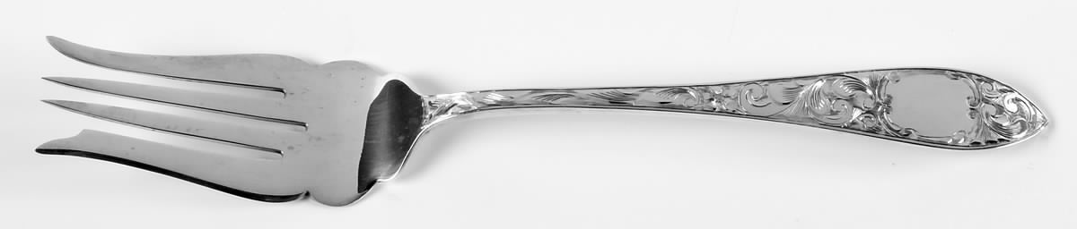 Lorraine (Sterling, 1896, Oval) Medium Solid Cold Meat Serving Fork by Schofield-1
