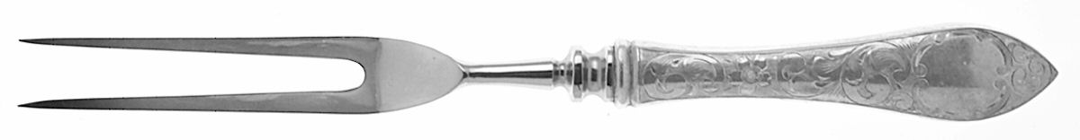 Lorraine (Sterling, 1896, Oval) Small Steak Carving Fork with Stainless Prongs by Schofield-1