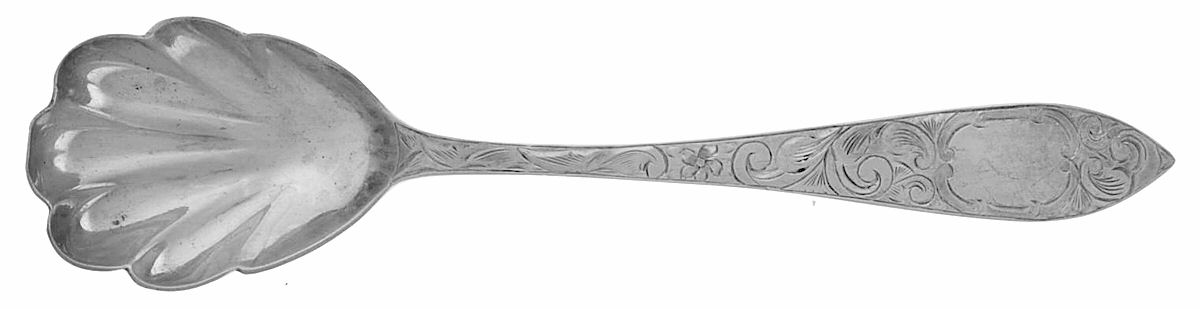 Lorraine (Sterling, 1896, Oval) Sugar Shell Spoon by Schofield-1