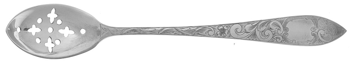 Lorraine (Sterling, 1896, Oval) Pierced Bowl Short Handle Olive Spoon by Schofield-1