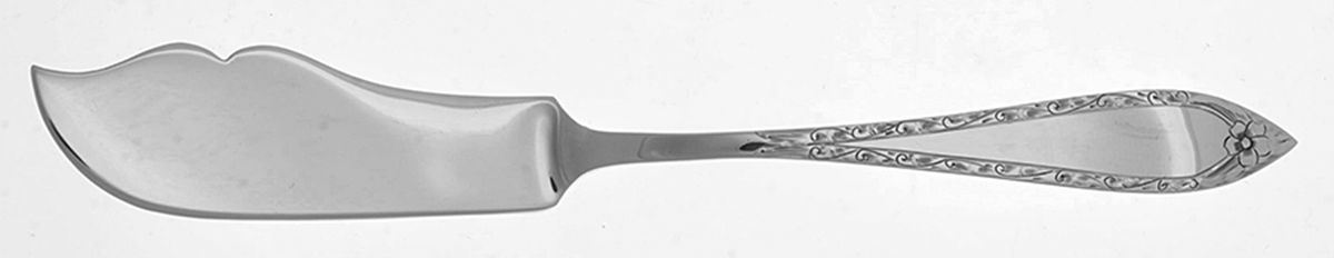 Scroll Engraved Edge (Sterling, 1909) Flat Handle Master Butter Knife by Schofield-1