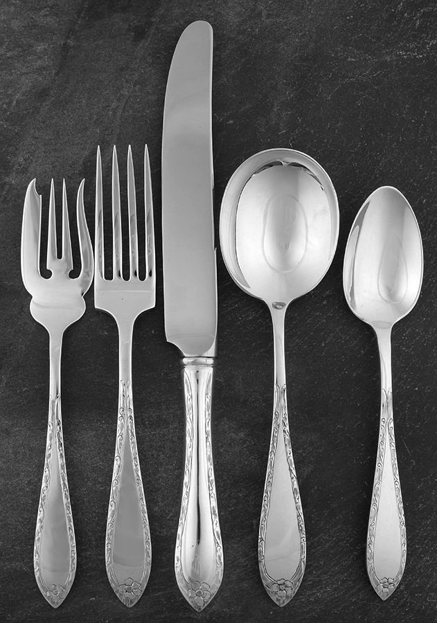 Scroll Engraved Edge (Sterling, 1909) 5 Piece Place Size Setting by Schofield-1