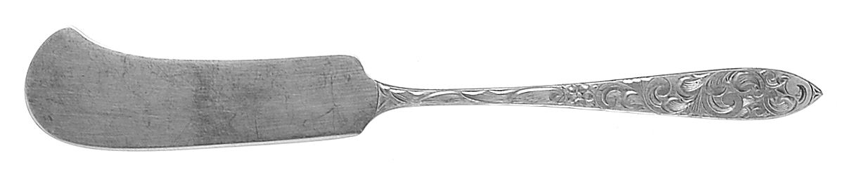 Lorraine (Sterling, 1935, All Over Engraved) Flat Handle Butter Spreader by Schofield-1