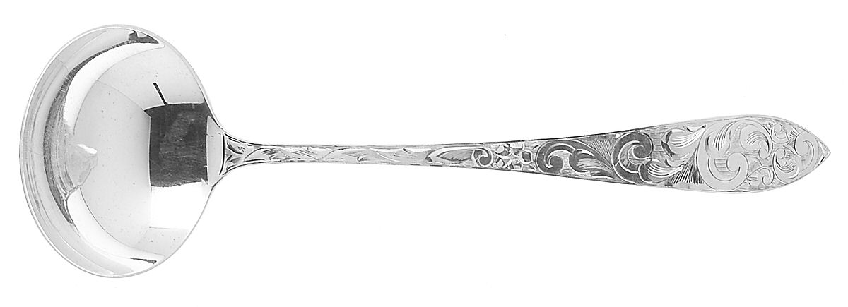 Lorraine (Sterling, 1935, All Over Engraved) Solid Piece Cream Ladle by Schofield-1