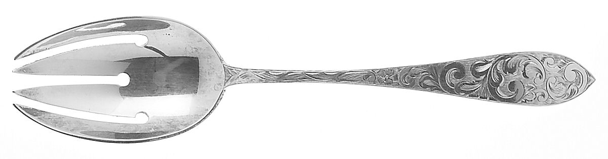 Lorraine (Sterling, 1935, All Over Engraved) Solid Serving Fork by Schofield-1