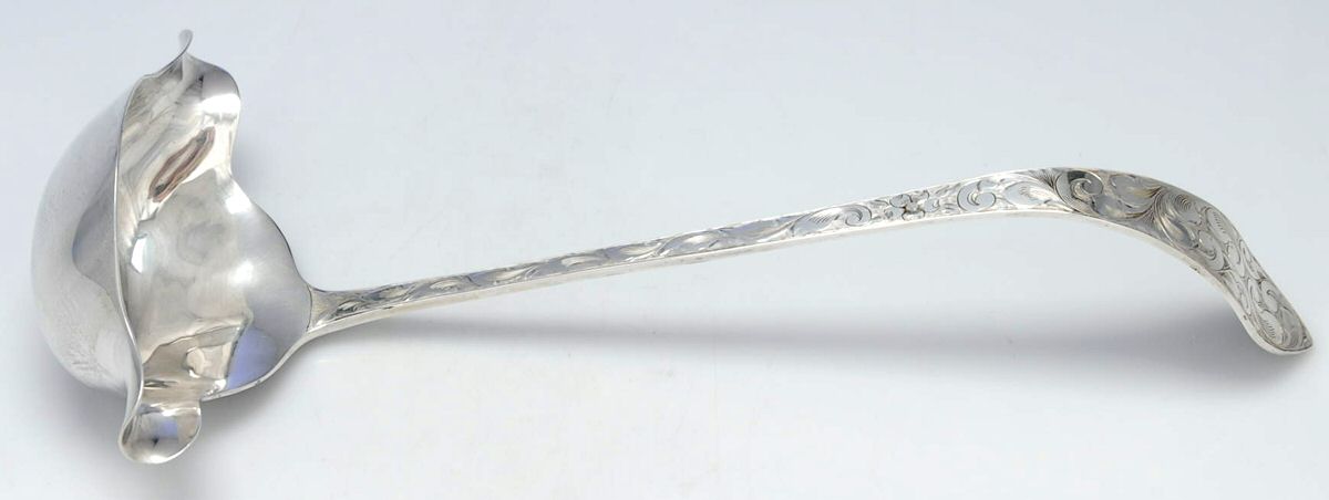Lorraine (Sterling, 1935, All Over Engraved) Punch Ladle Solid Piece by Schofield-1