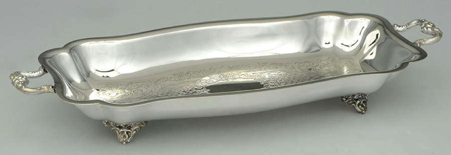 Silverplate Hollowware Plated Bread Tray with Handle by Sheridan Silver Co-1