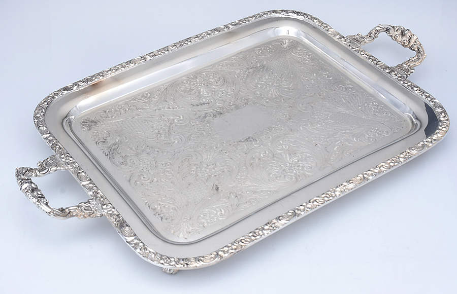 Silverplate Hollowware Large Footed Waiter Tray by Sheridan Silver Co-1