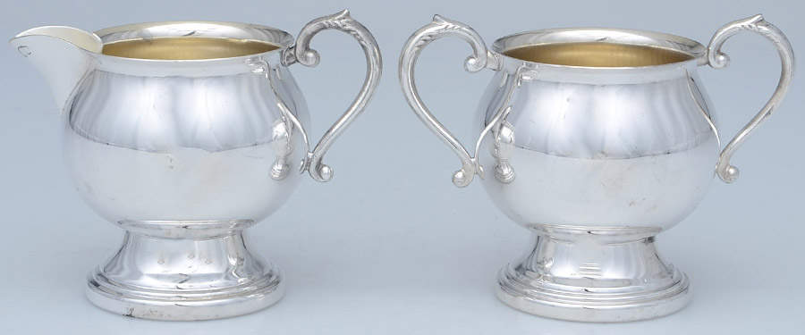 Silverplate Hollowware Mini Creamer & Open Sugar by Sheridan Silver Co-1