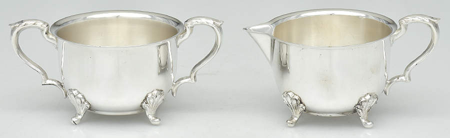 Silverplate Hollowware Creamer & Open Sugar-Mini by Sheridan Silver Co-1