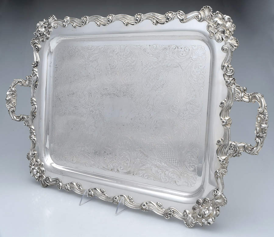Silverplate Hollowware Footed Silverplate Waiter Tray by Sheridan Silver Co-1
