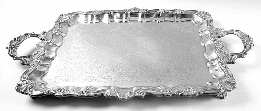 Silverplate Hollowware Medium Silverplate Waiter Tray by Sheridan Silver Co-1