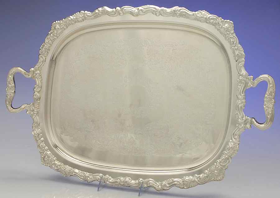 Silverplate Hollowware Medium Footed Waiter Tray by Sheridan Silver Co-1
