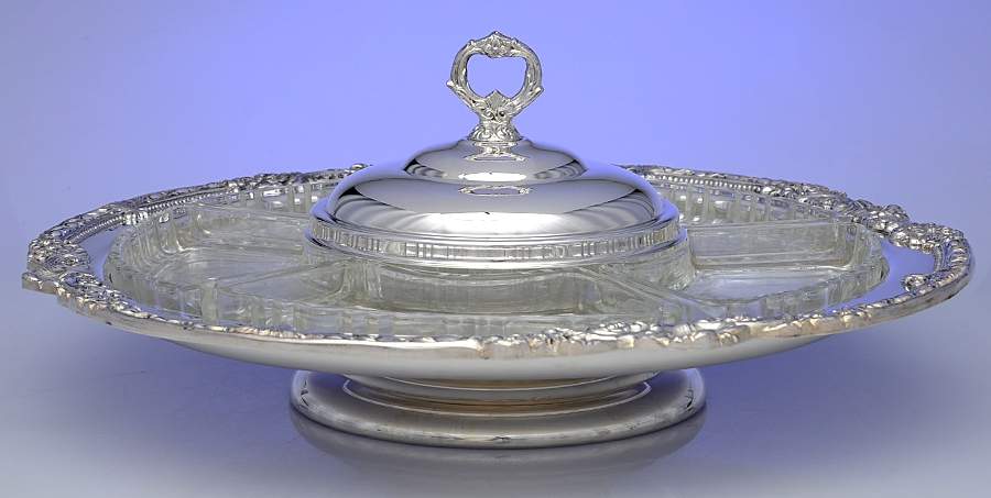 Silverplate Hollowware Lazy Susan with Liner by Sheridan Silver Co-1