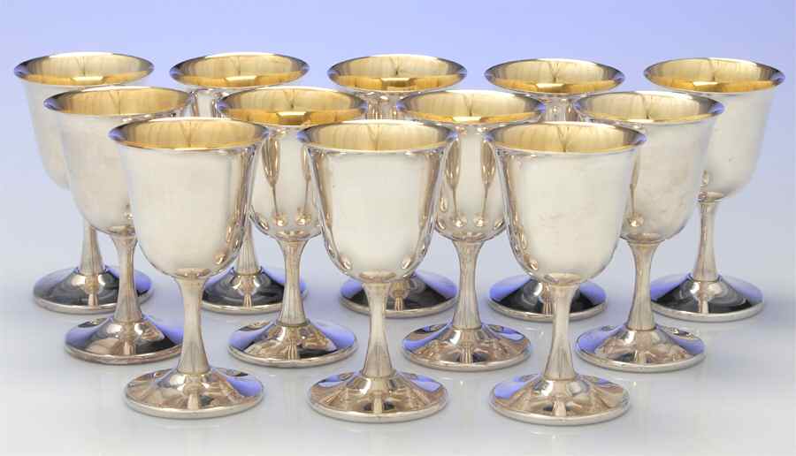SDN25 (Silverplate, Hollowware) Set of 12 Wine Goblet by Sheridan Silver Co-1