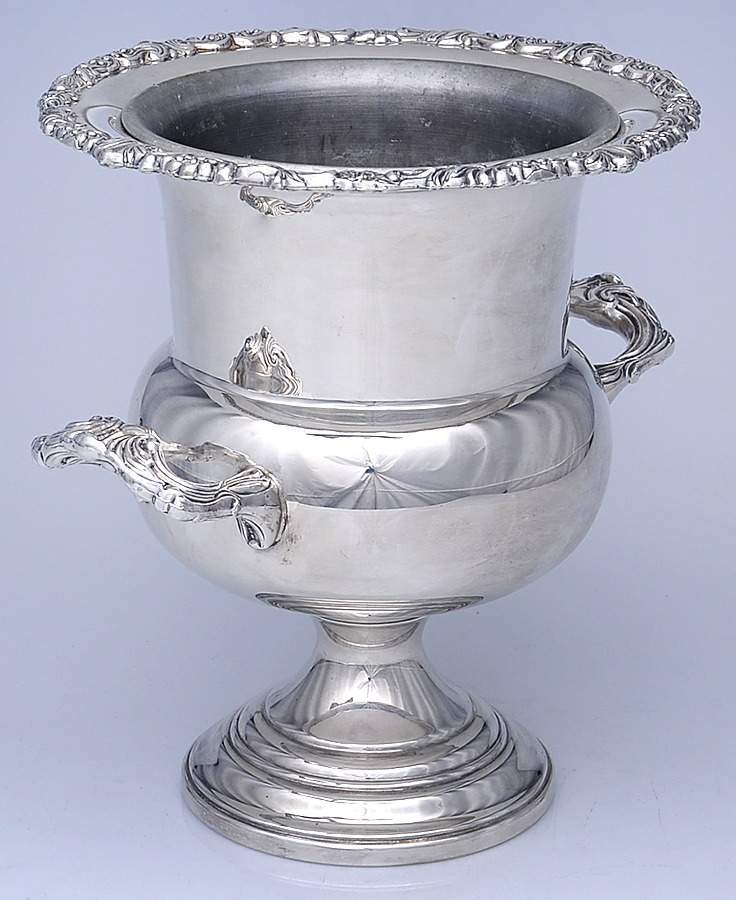 SDN27 (Silverplate, Hollowware) Champagne/Wine Cooler with Metal Liner by Sheridan Silver Co-1