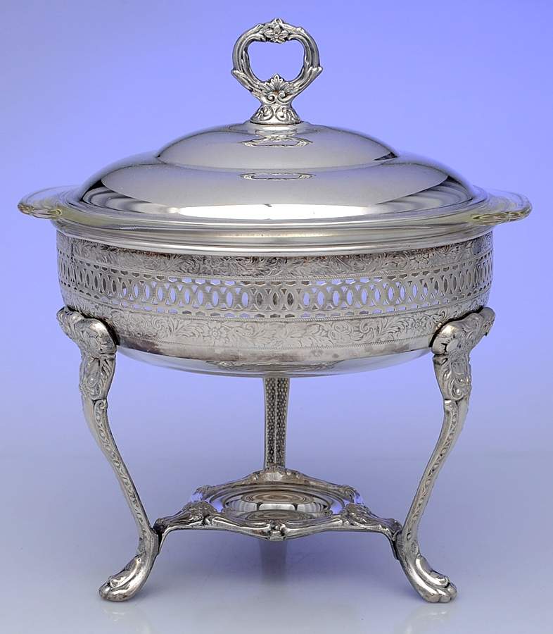 Silverplate Hollowware Chafing Dish No Burner by Sheridan Silver Co-1