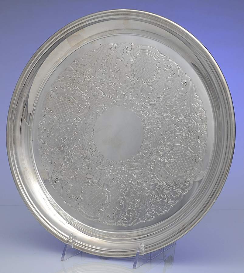Silverplate Hollowware 11" Round Tray by Sheridan Silver Co-1