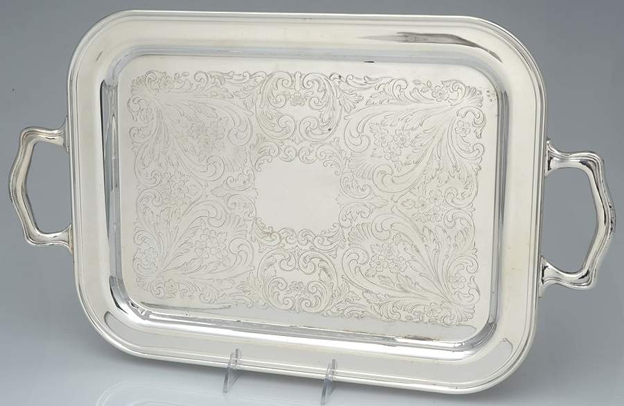 Silverplate Hollowware 17" Waiter Tray by Sheridan Silver Co-1
