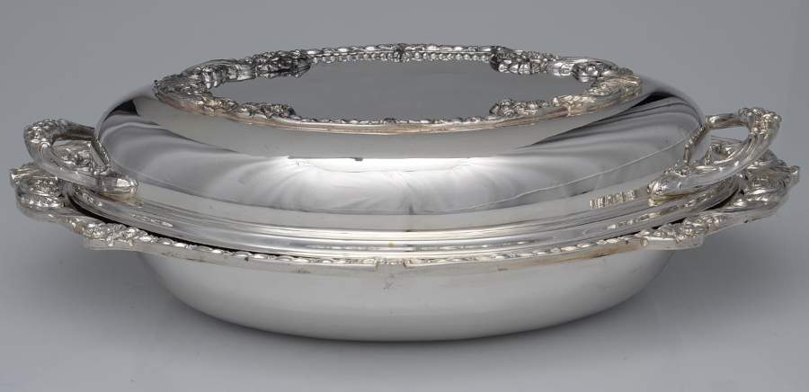Silverplate Hollowware Plated Double Vegetable Bowl with Liner by Sheridan Silver Co-1
