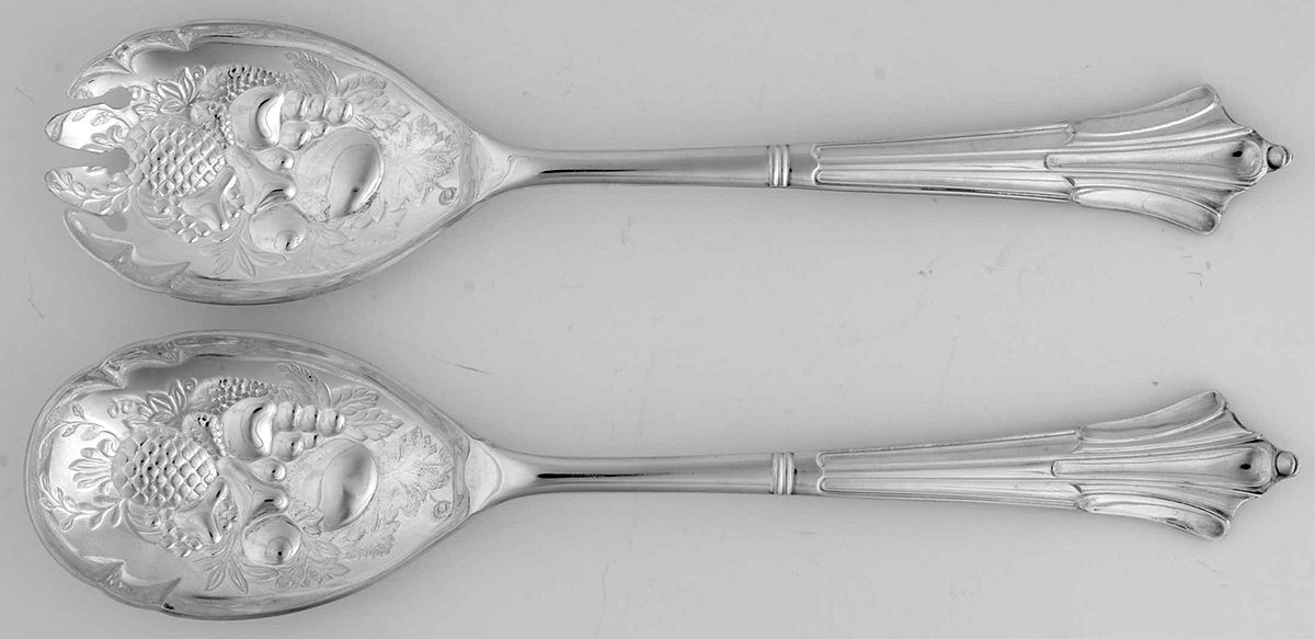 Albany (Silverplate) (2 Pc) Solid Salad Set by Sheffield Original-1