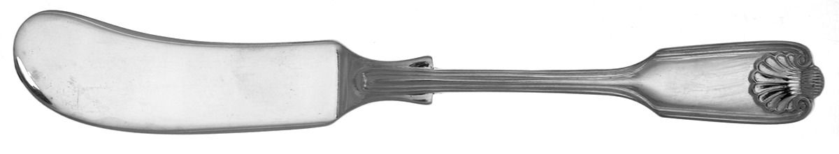 Fiddle-Thread and Shell (Silverplate) Flat Handle Butter Spreader by Sheffield Original-1