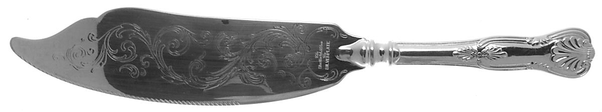 Kings (Silverplate) Large Solid Bright Cut Fish Serving Knife by Sheffield Original-1