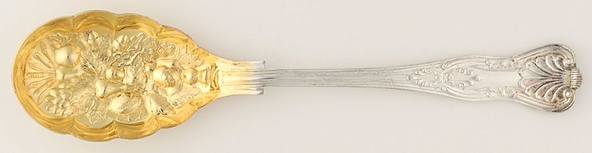 Kings (Silverplate) Solid Salad Serving Spoon by Sheffield Original-1