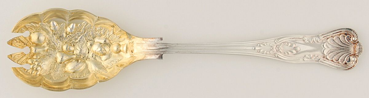 Kings (Silverplate) Solid Salad Serving Fork by Sheffield Original-1