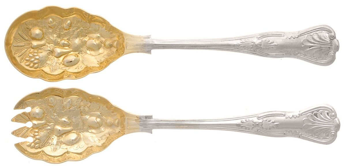 Kings (Silverplate) (2 Pc) Solid Salad Set by Sheffield Original-1